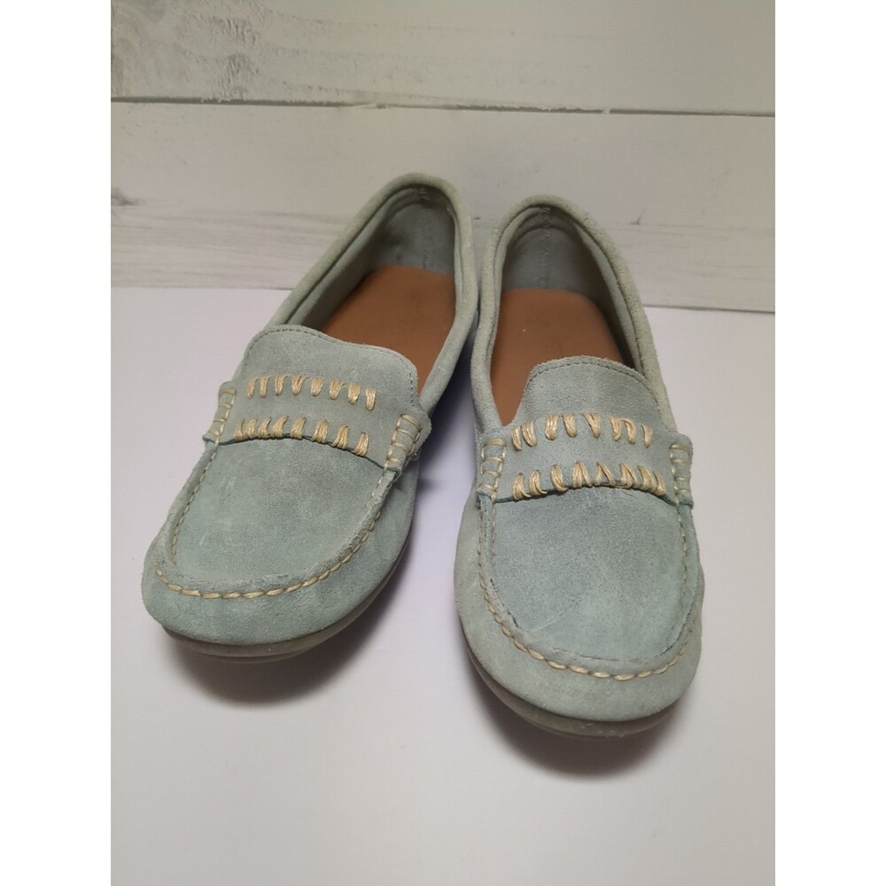 Ladies Sz 7.5 (38) Piero Mesetti Lt Blue Suede Driving Moccasins Made In Spain